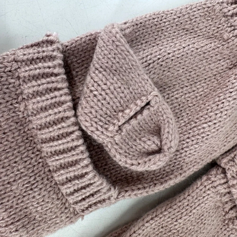 Father Panik‎ Industries Convertible Mittens Women Mauve Knit Fingerless Gloves